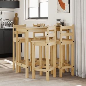 vidaXL Set mobilier de bar, 5 piese, lemn masiv de pin imagine