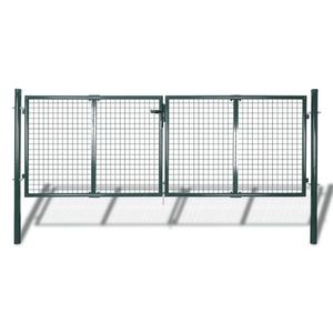 vidaXL Poartă de gard din oțel, verde, 306 x 175 cm imagine