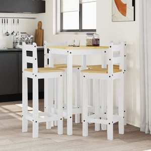 vidaXL Set mobilier de bucătărie, 3 piese, alb, lemn masiv de pin imagine