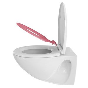 Capac WC Narja, Sanit-Plast, cu reductor pentru copii, inchidere lenta si sistem easy clean, alb / roz imagine
