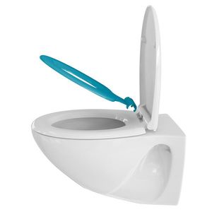 Capac WC Narja, Sanit-Plast, cu reductor pentru copii, inchidere lenta si sistem easy clean, alb / bleu imagine