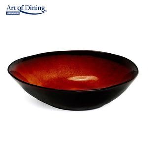 Set 6 boluri ovale Vulcano, 20.6 cm, ceramica, rosu/negru imagine
