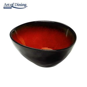 Set 4 boluri ovale Vulcano, 16 cm , ceramica, rosu/negru imagine