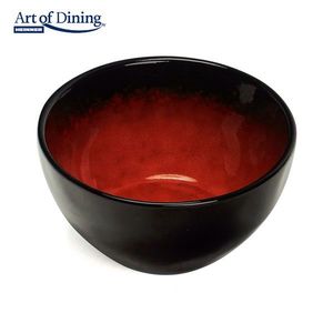 Set 6 boluri Vulcano, 11 cm, ceramica, rosu/negru imagine