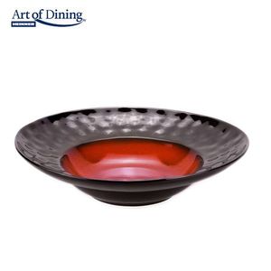 Set 4 farfurii adanci Serenity, 30.5 cm, ceramica, rosu/negru imagine
