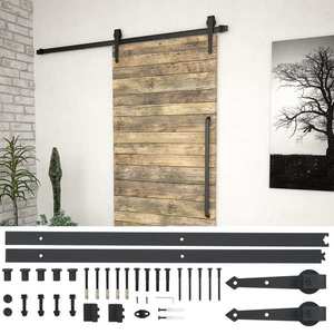 Set piese pentru ușă glisantă, negru, 183 cm, oțel imagine