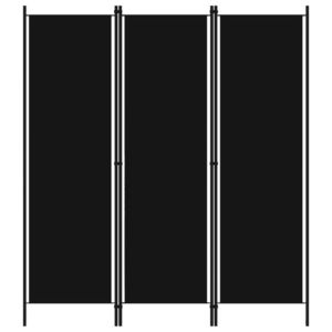 vidaXL Paravan de cameră cu 3 panouri, negru, 150 x 180 cm imagine
