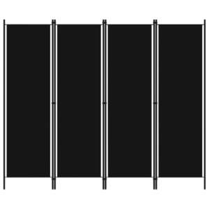 vidaXL Paravan de cameră cu 4 panouri, negru, 200 x 180 cm imagine