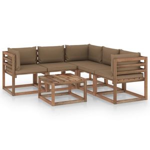 vidaXL Set mobilier de grădină cu perne taupe, 6 piese lemn pin tratat imagine