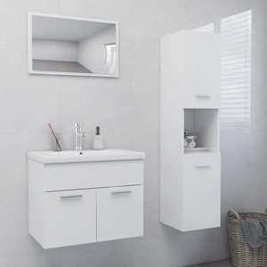 vidaXL Set mobilier de baie, alb extralucios, lemn prelucrat imagine
