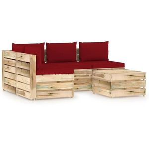 vidaXL Set mobilier de grădină cu perne, 5 piese, lemn verde tratat imagine