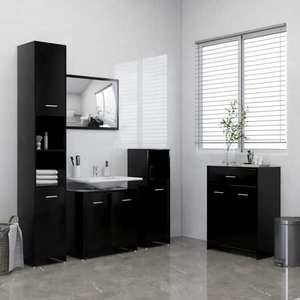 vidaXL Set mobilier de baie, 4 piese, negru imagine