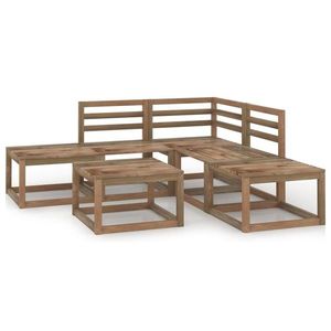 vidaXL Set mobilier de grădină, 6 piese, maro, lemn de pin tratat imagine