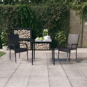 vidaXL Set mobilier de grădină, 3 piese, negru imagine