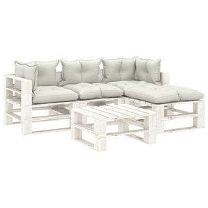 vidaXL Set mobilier de grădină din paleți cu perne bej, 5 piese, lemn imagine