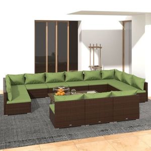 vidaXL Set mobilier de grădină cu perne, 13 piese, maro, poliratan imagine