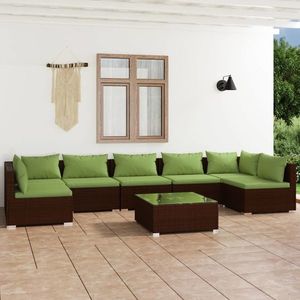 vidaXL Set mobilier de grădină cu perne, 8 piese, maro, poliratan imagine