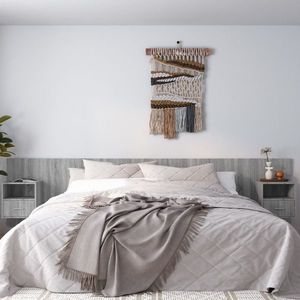vidaXL Tăblie de pat cu dulapuri, gri sonoma, lemn prelucrat imagine