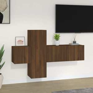 vidaXL Set dulap TV, 3 piese, stejar maro, lemn prelucrat imagine