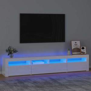 vidaXL Comodă TV cu lumini LED, alb extralucios, 210x35x40 cm imagine