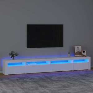 vidaXL Comodă TV cu lumini LED, alb, 270x35x40 cm imagine