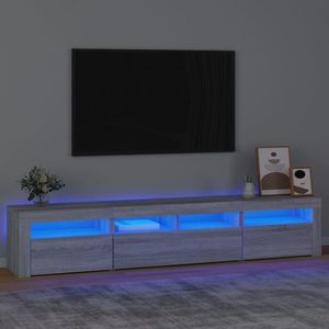 vidaXL Comodă TV cu lumini LED, gri sonoma, 210x35x40 cm imagine
