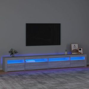 vidaXL Comodă TV cu lumini LED, gri sonoma, 270x35x40 cm imagine