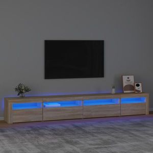 vidaXL Comodă TV cu lumini LED, stejar sonoma, 270x35x40 cm imagine