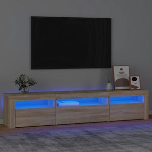 vidaXL Comodă TV cu lumini LED, stejar sonoma, 195x35x40 cm imagine