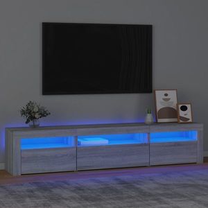 vidaXL Comodă TV cu lumini LED, gri sonoma, 195x35x40 cm imagine