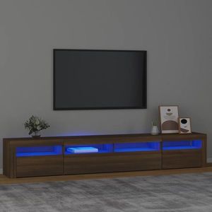 vidaXL Comodă TV cu lumini LED, stejar maro, 240x35x40 cm imagine