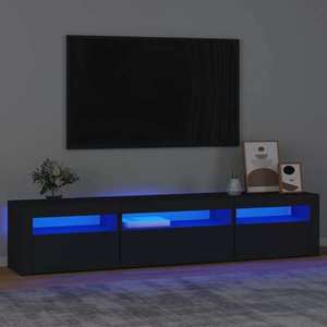 vidaXL Comodă TV cu lumini LED, negru, 195x35x40 cm imagine