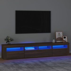 vidaXL Comodă TV cu lumini LED, stejar maro, 210x35x40 cm imagine
