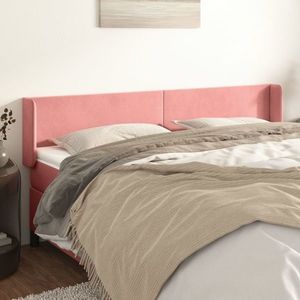 vidaXL Tăblie de pat cu aripioare roz 203x16x78/88 cm catifea imagine
