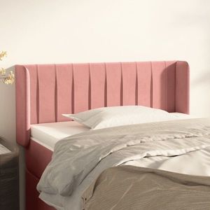vidaXL Tăblie de pat cu aripioare roz 103x16x78/88 cm catifea imagine
