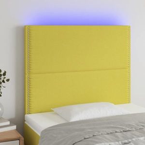 vidaXL Tăblie de pat cu LED, verde, 80x5x118/128 cm, textil imagine
