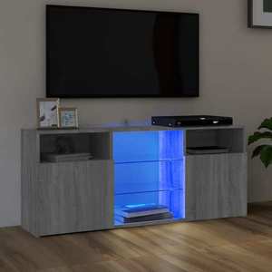 vidaXL Comodă TV cu lumini LED, gri sonoma, 120x30x50 cm imagine