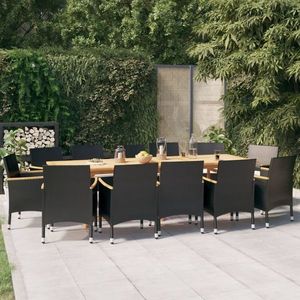 vidaXL Set mobilier de grădină cu perne, 13 piese, negru imagine
