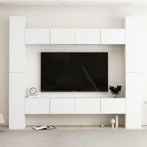 vidaXL Set dulapuri TV, 8 piese, alb, lemn prelucrat imagine
