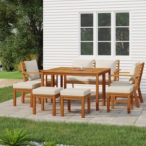 vidaXL Set mobilier de grădină cu perne, 9 piese, lemn masiv de acacia imagine