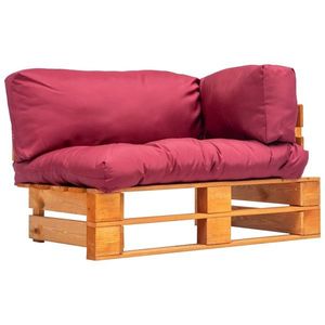 vidaXL Canapea de grădină din paleți cu perne roșii, lemn pin imagine