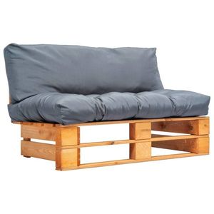 vidaXL Canapea din paleți de grădină, cu perne gri, lemn de pin imagine