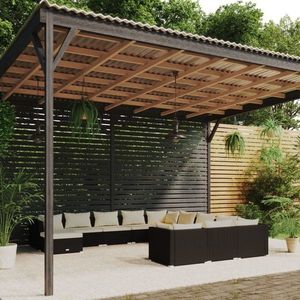vidaXL Set mobilier de grădină cu perne, 12 piese, negru, poliratan imagine