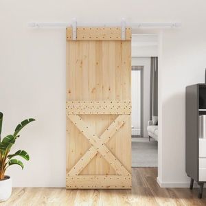 vidaXL Ușă glisantă cu set de feronerie 85x210 cm, lemn masiv de pin imagine