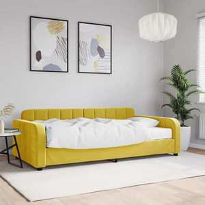 Canapea extensibilă cu brațe, galben, poliester imagine