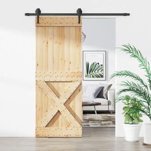 vidaXL Ușă glisantă cu set de feronerie 80x210 cm, lemn masiv de pin imagine