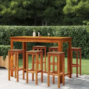 Set masă și scaune de bar, 5 piese, lemn masiv de acacia imagine