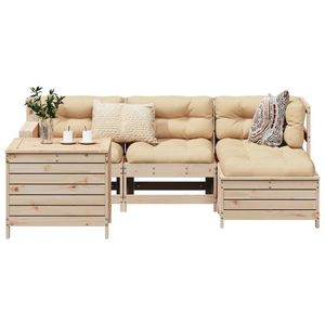 vidaXL Set canapea de grădină, 5 piese, lemn masiv de pin imagine
