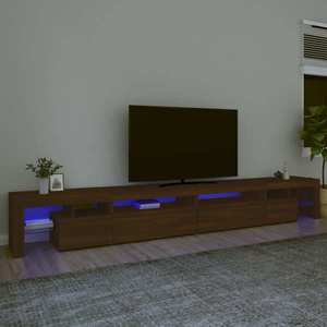 vidaXL Comodă TV cu lumini LED, stejar maro, 290x36, 5x40 cm imagine