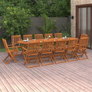 vidaXL Set de masă pentru grădină, 13 piese, lemn masiv de acacia imagine